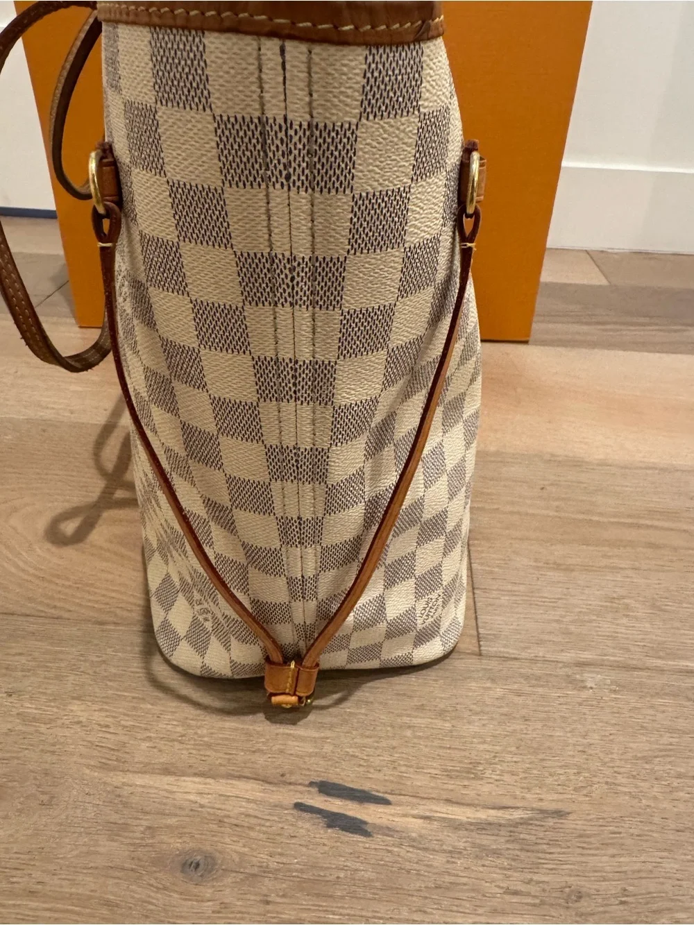 Louis Vuitton Damier Azur Canvas Tote Bag in White/Beige MM